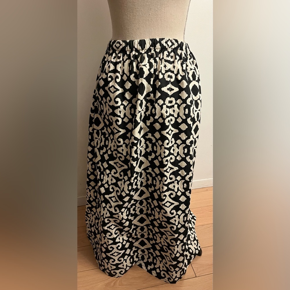 Japna Maxi Skirt LARGE Cotton Geometric Black & White